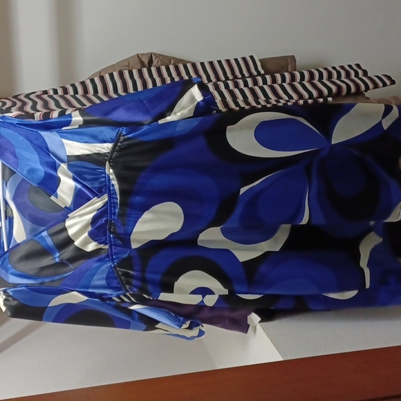 Bisou Bisou satin dress, blue and black size 6 - Picture 1 of 5